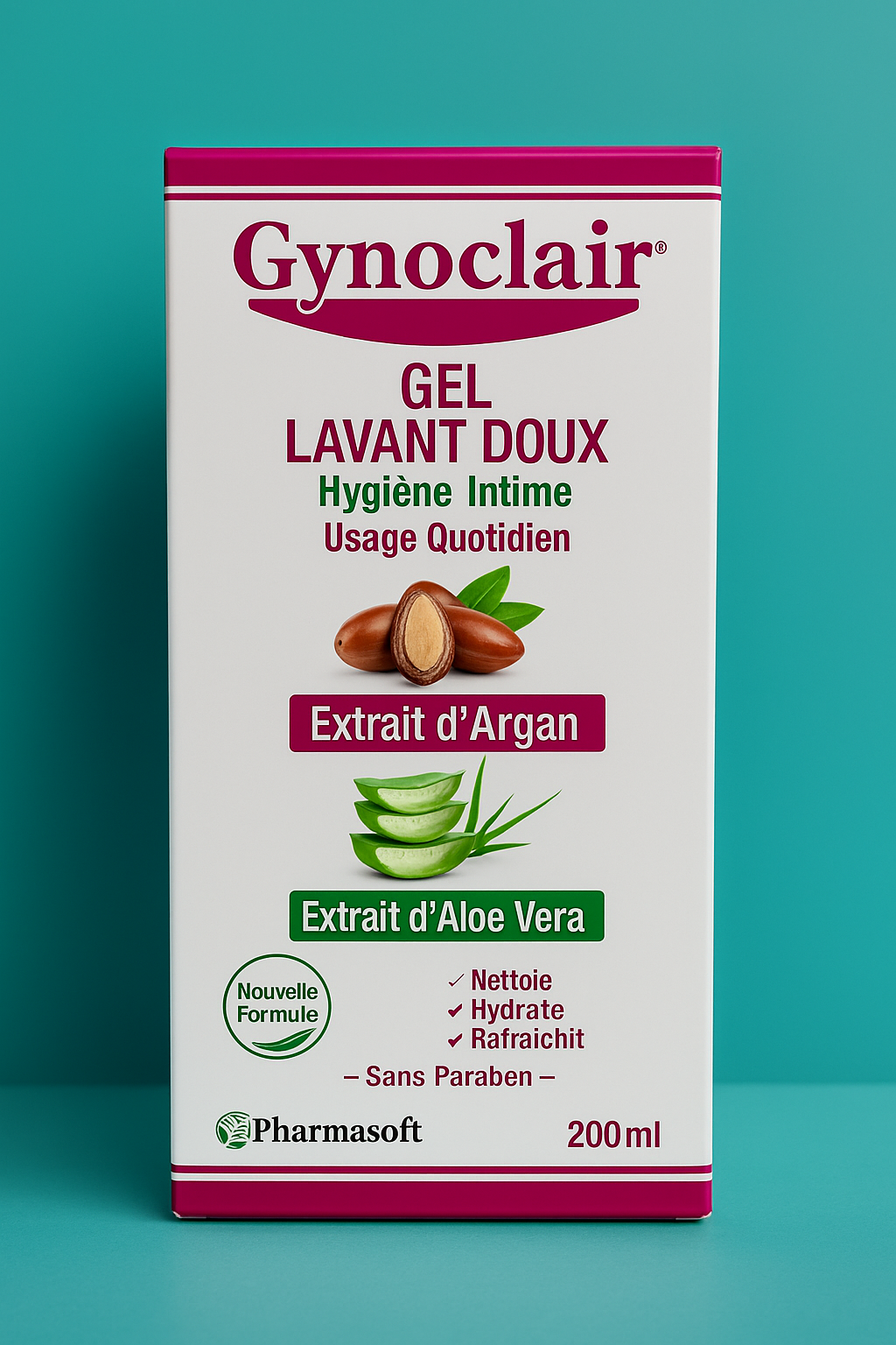 Gel Lavant Doux Gynoclair – Extrait d’Argan & Aloe Vera (200 ml)
