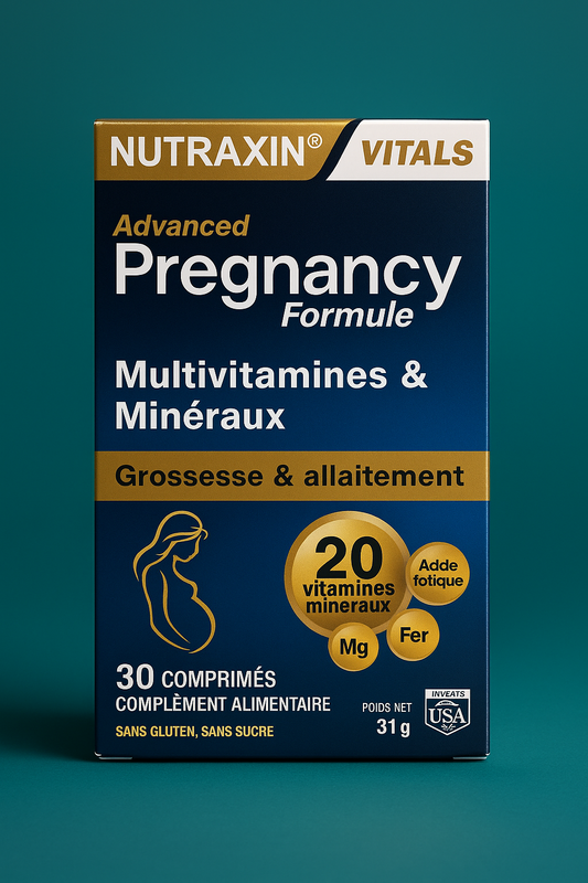 Nutraxin Vitals Advanced Pregnancy Formule – Multivitamines, Minéraux & Acide Folique (30 comprimés)