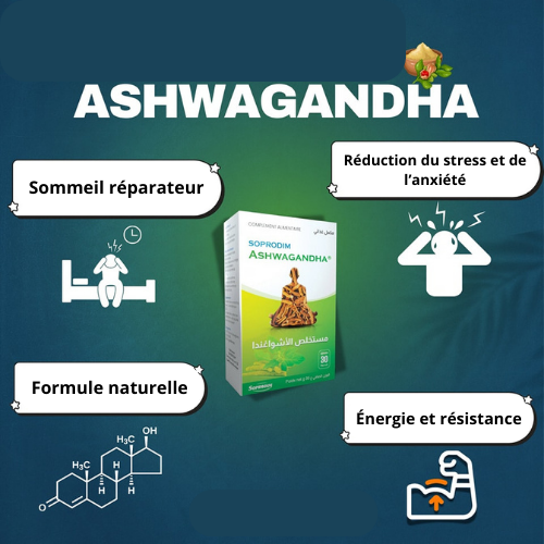 Soprodim Ashwagandha - Complément Relaxant Naturel pour Réduire le Stress, Améliorer le Sommeil et Booster l’Énergie (30 Gélules)
